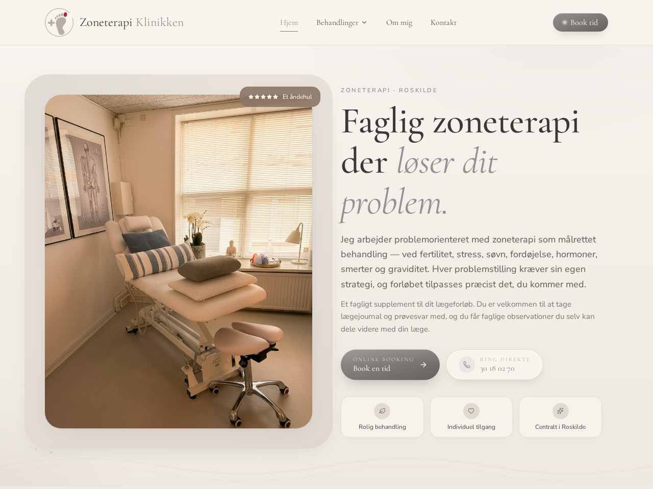Skærmbillede af Zoneterapi Klinikken